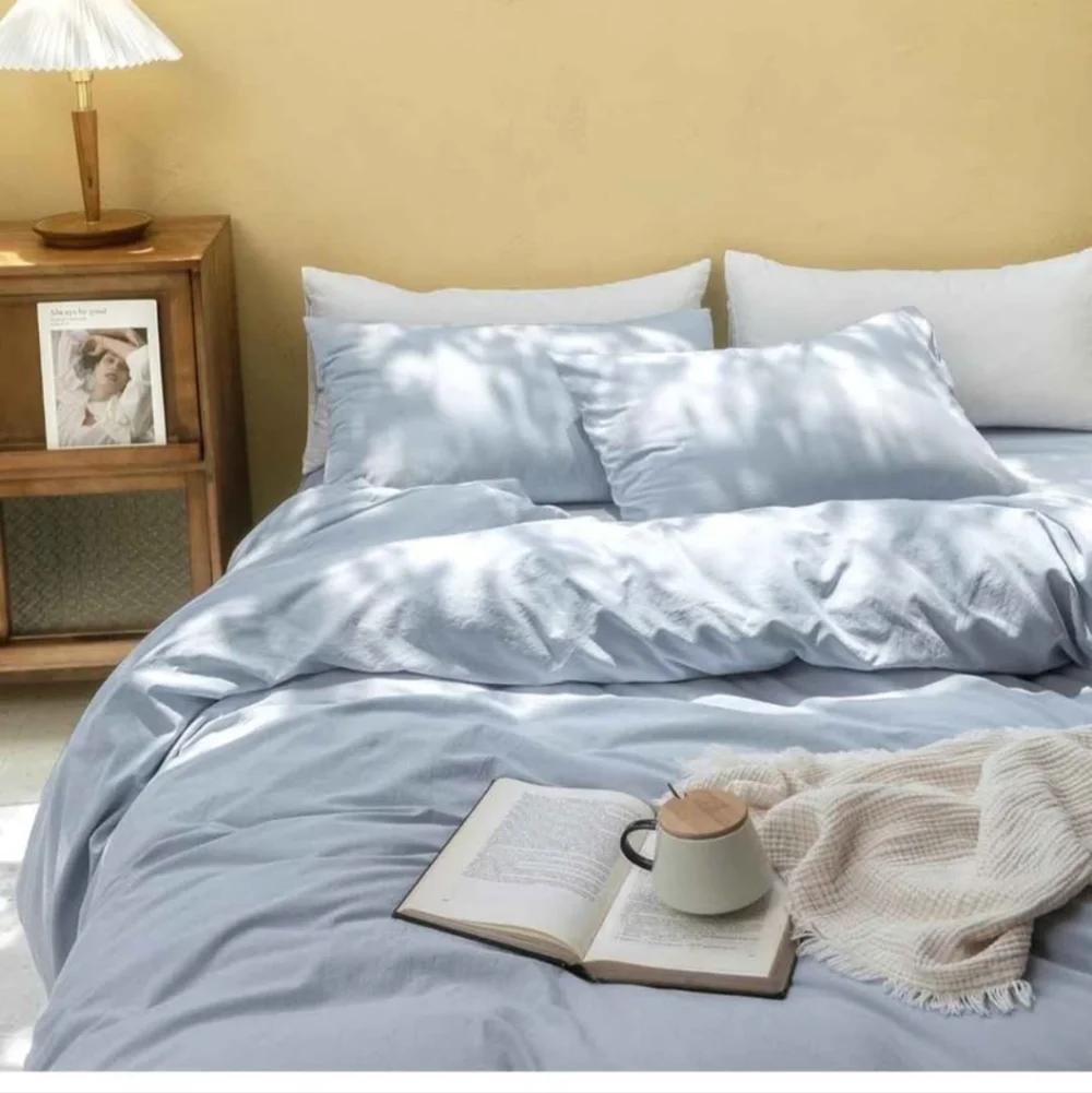 FOSSA Duvet Cover Set 100% Washed Cotton Linen Feel Super Soft Breathable Cozy 3